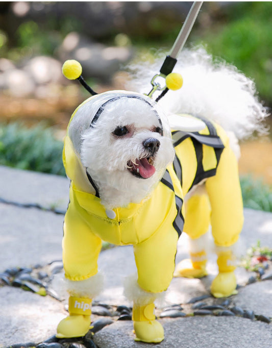 Buzzy Bee: Adorable Dog Raincoat with Bee Hood